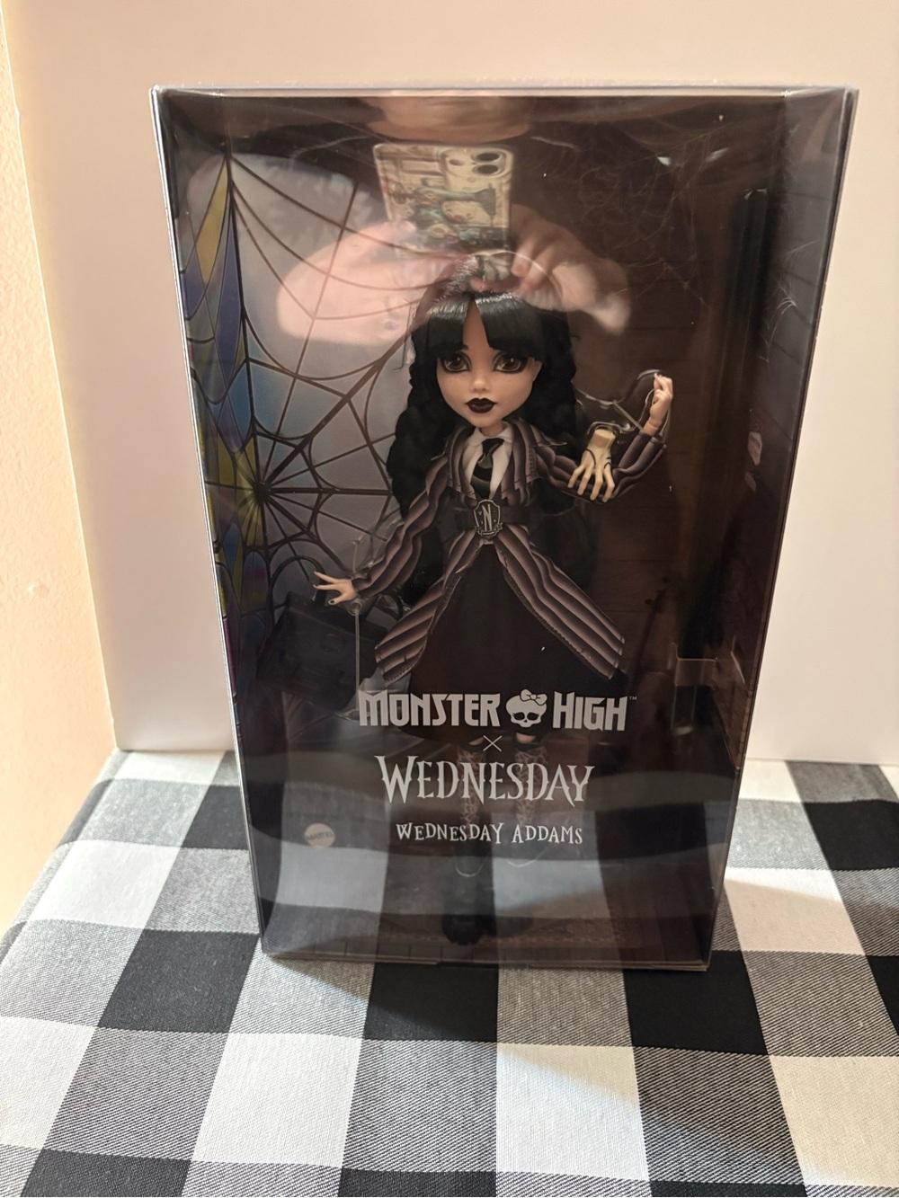 Monster High Wednesday Addams Doll in Black and Purple Striped Outfit